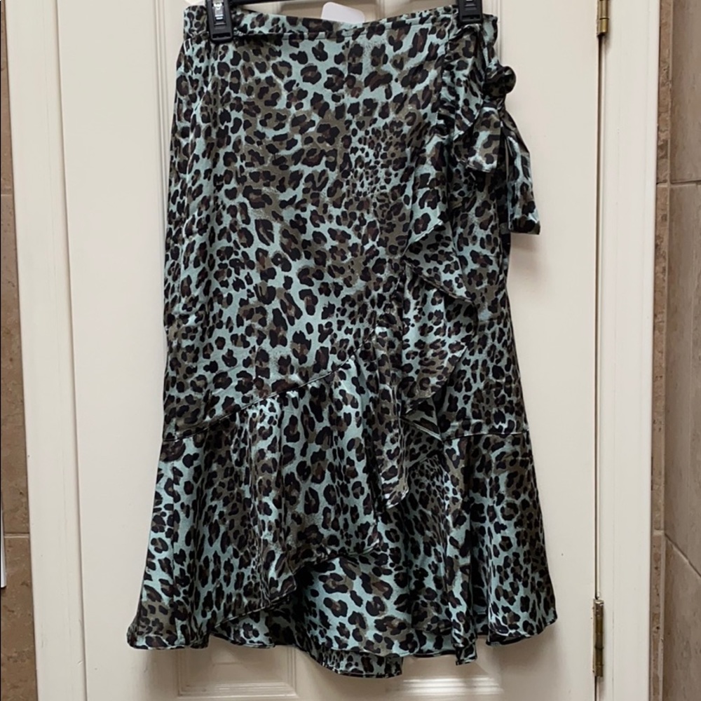 Cheetah print midi wrap skirt